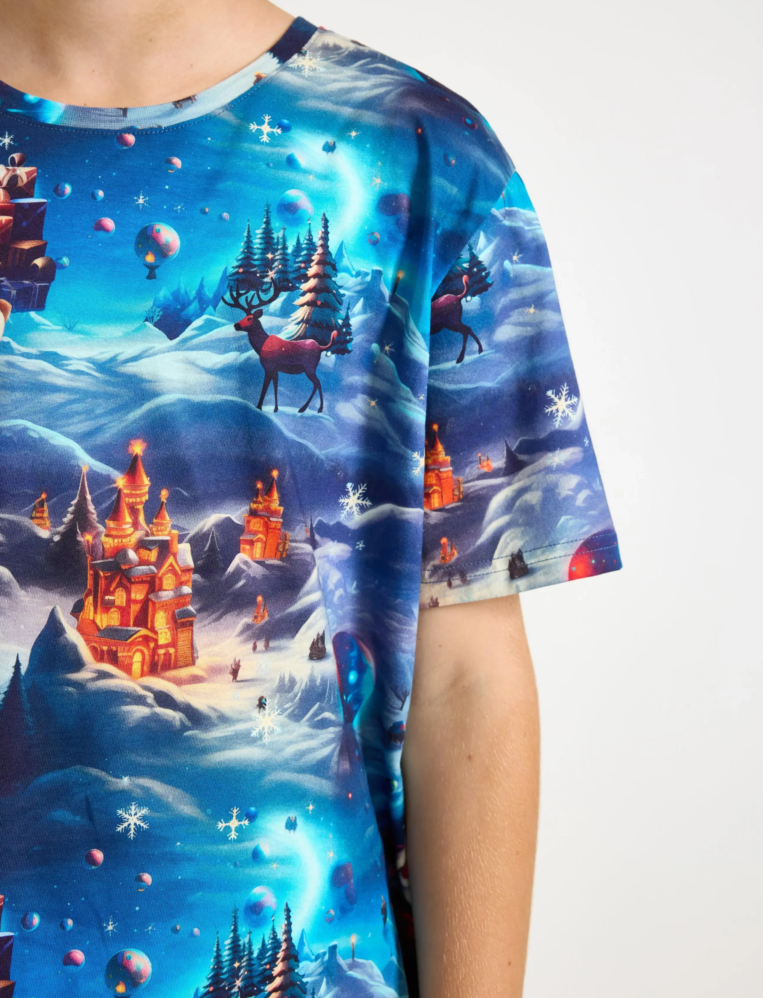Lindex - T shirt AI aop Santa - krótki rękaw - dk dusty blue - 4