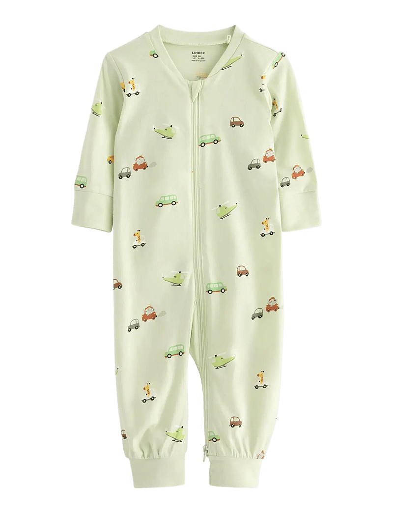 Lindex - Pyjamas cars - sleeping overalls - light dusty green - 0