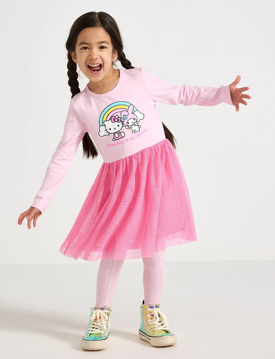 Lindex - dress mesh Hello Kitty - pikkade varrukatega vabaajakleidid - light pink - 0