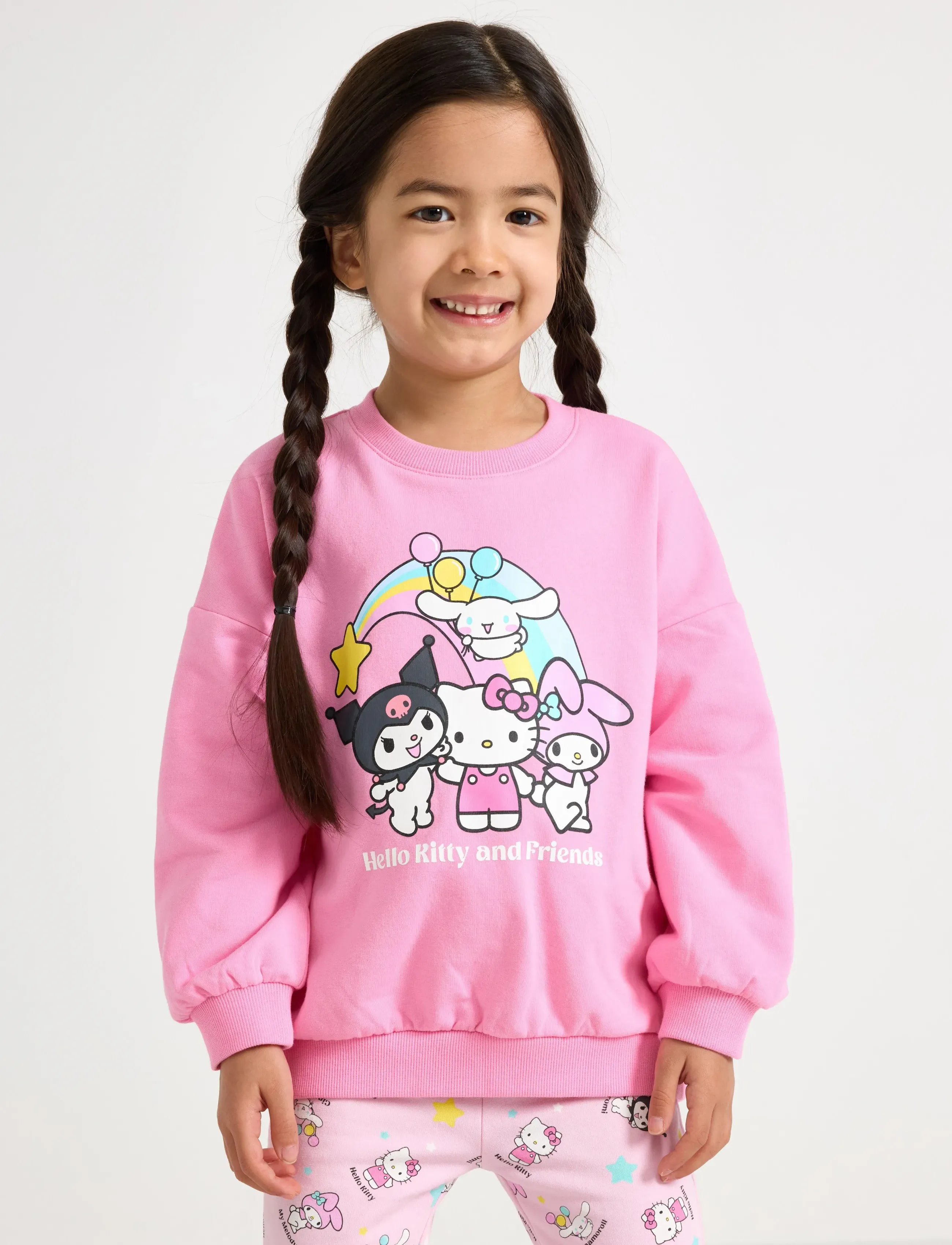 Lindex Sweatshirt Oversized Hello Kit, Børn, Oversized Hello Kitty Sweatshirt, Pink, Str: 92