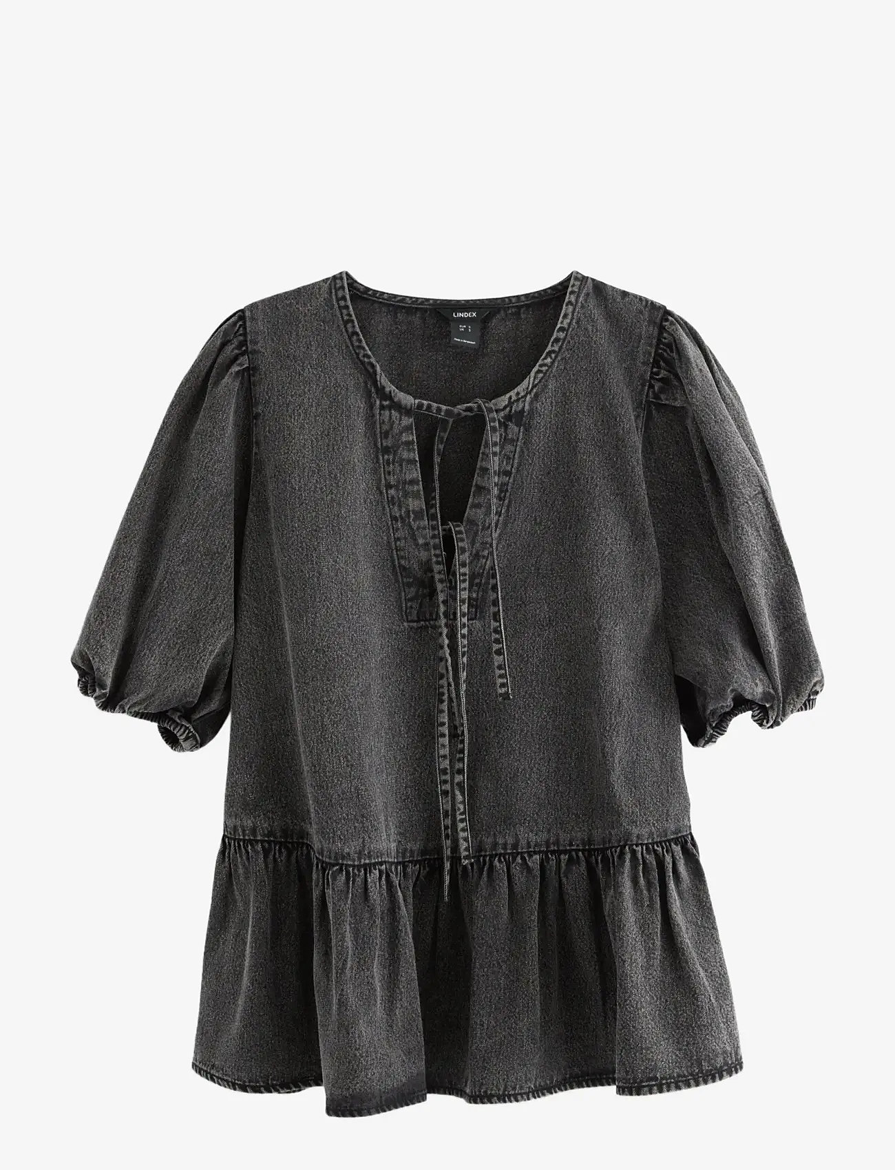 Lindex - Blouse Henrietta - lühikeste varrukatega pluusid - black denim - 1