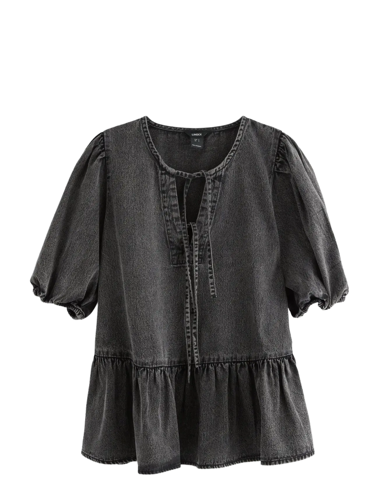 Lindex Blouse Henrietta - Kurzämlige Blusen - BLACK DENIM / grey
