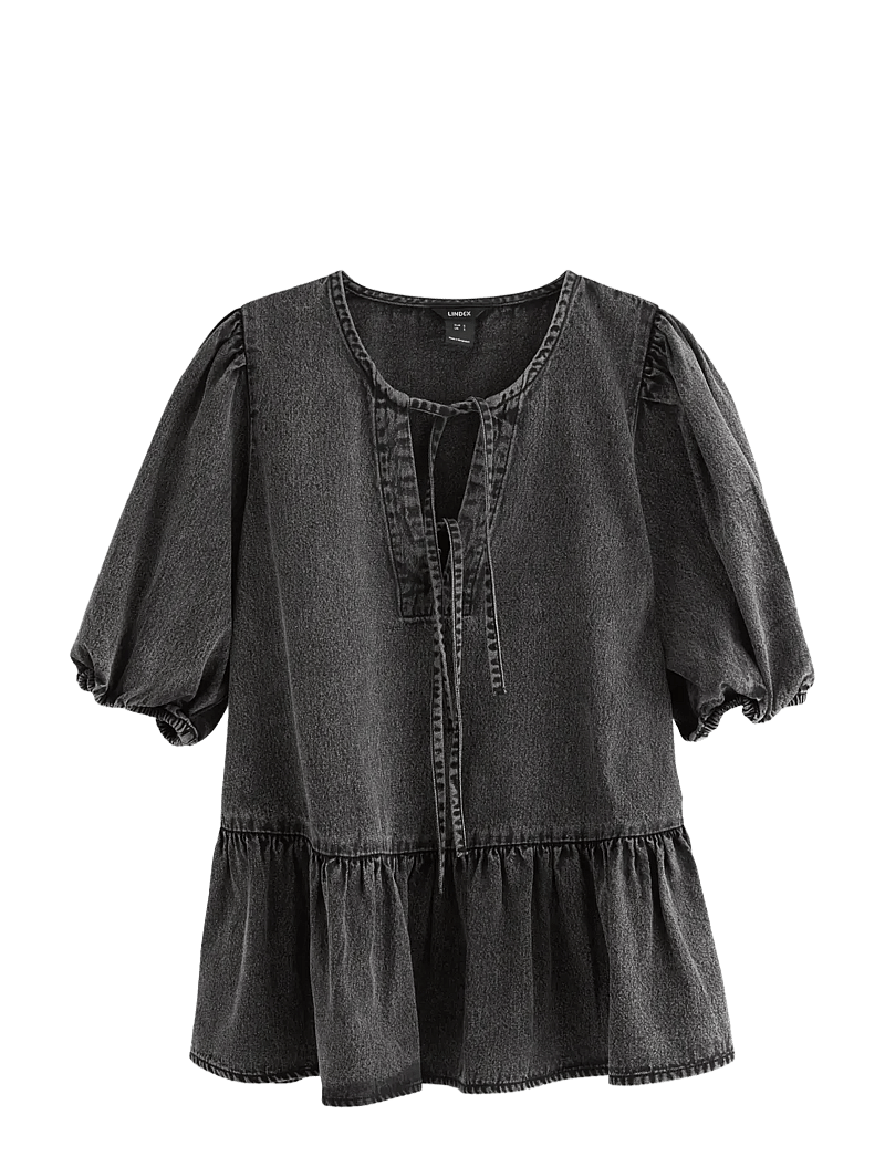 Lindex - Blouse Henrietta - lühikeste varrukatega pluusid - black denim - 1