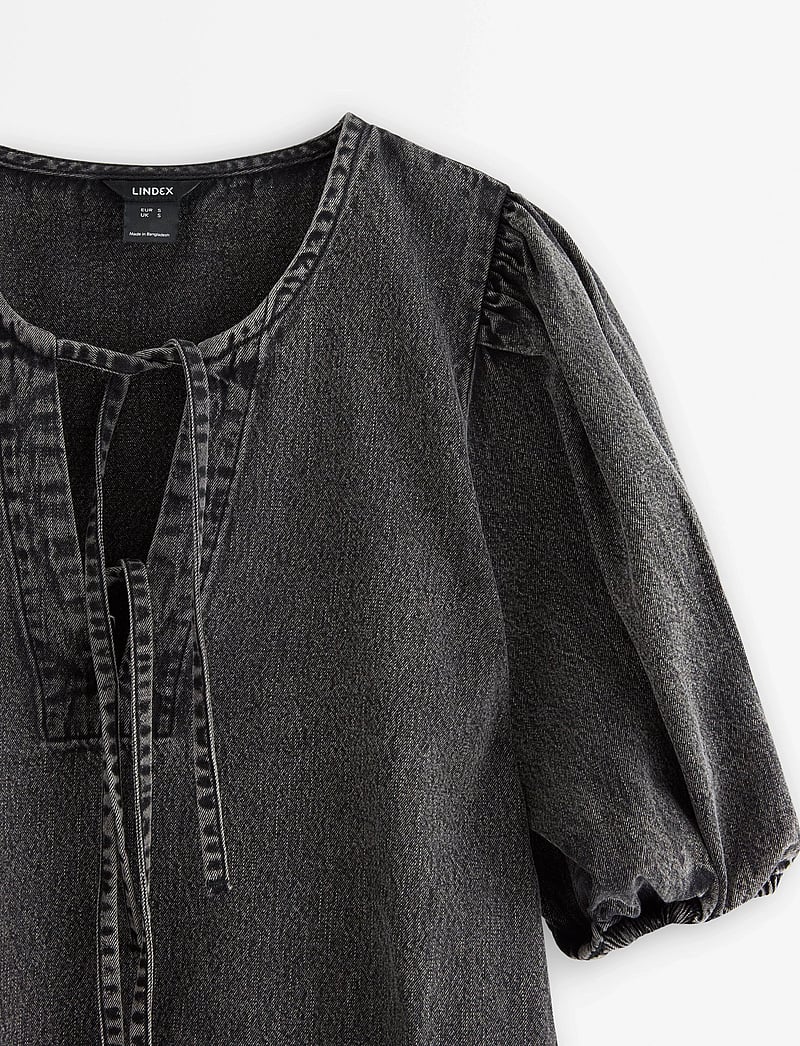 Lindex - Blouse Henrietta - lühikeste varrukatega pluusid - black denim - 5