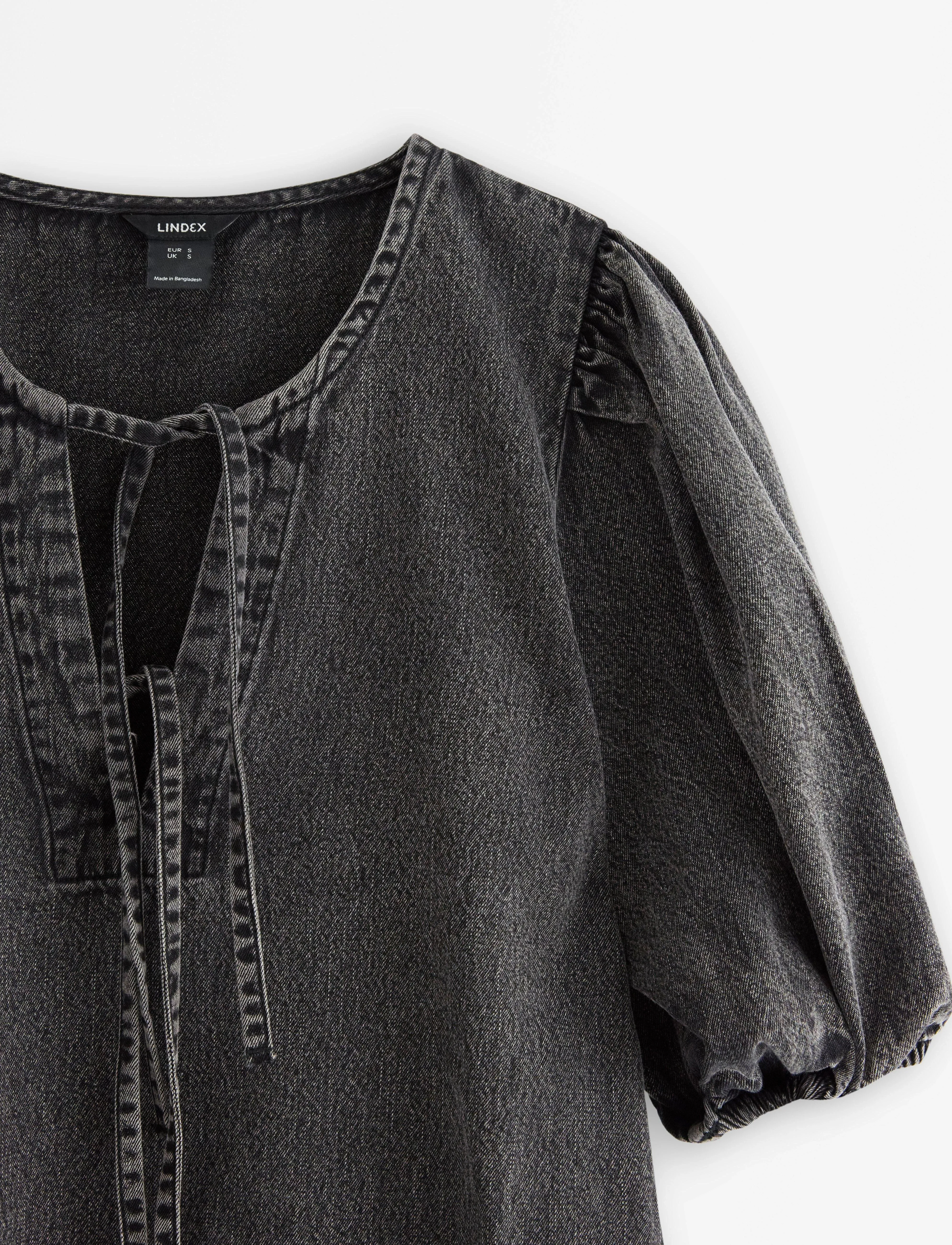 Lindex - Blouse Henrietta - blūzes ar īsām piedurknēm - black denim - 5