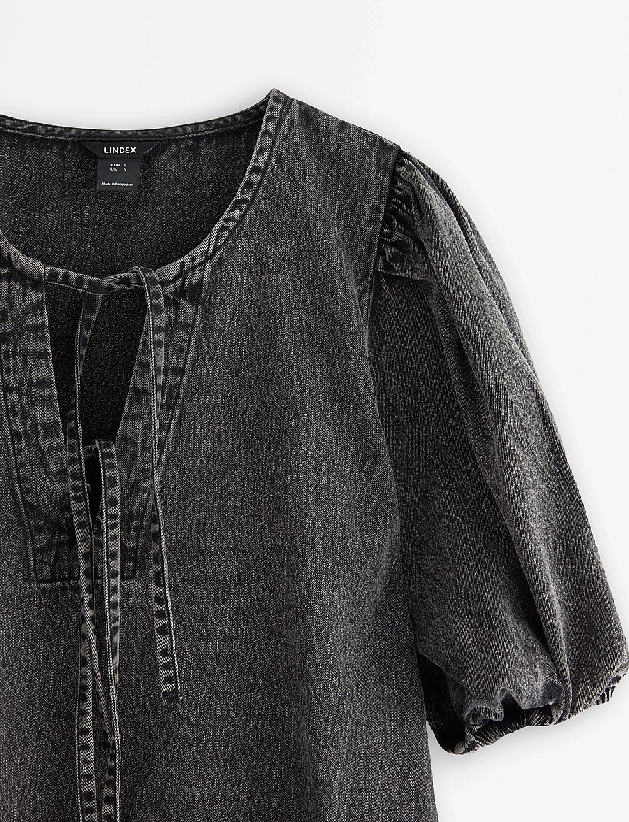 Lindex - Blouse Henrietta - kortærmede bluser - black denim - 5