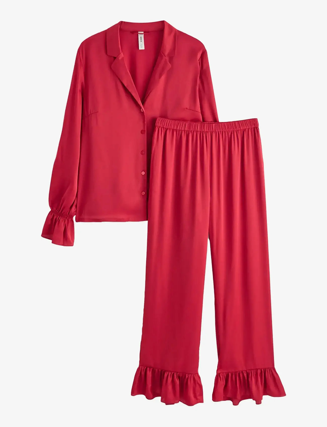 Lindex - Pyjama satin frill - weihnachts-pyjamas - red - 0