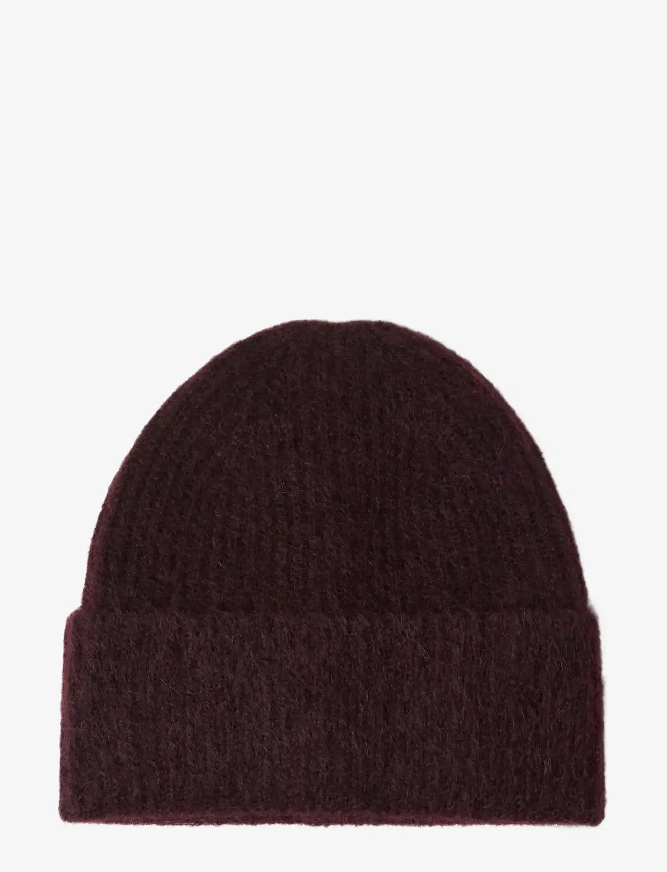 Lindex - Ribbestrikket lue i mohairblanding - dark red - 1