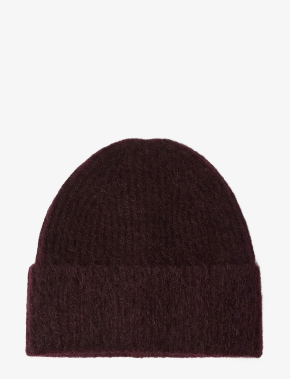 Lindex - Ribbestrikket lue i mohairblanding - mössor - dark red - 1