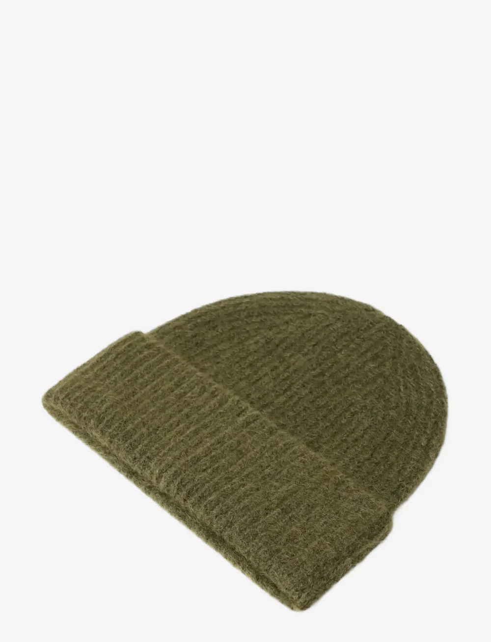 Lindex - Ribbestrikket lue i mohairblanding - mössor - green - 1