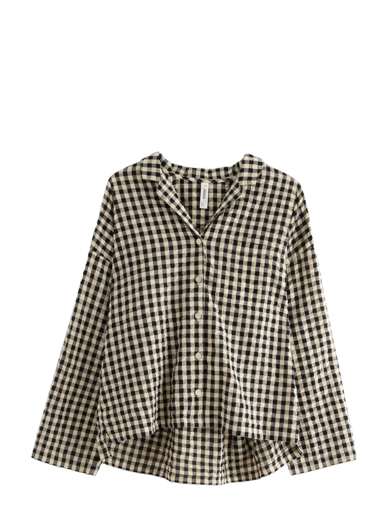 LINDEX Pyjama Shirt In Seersucker Schwarz - XS - Damen