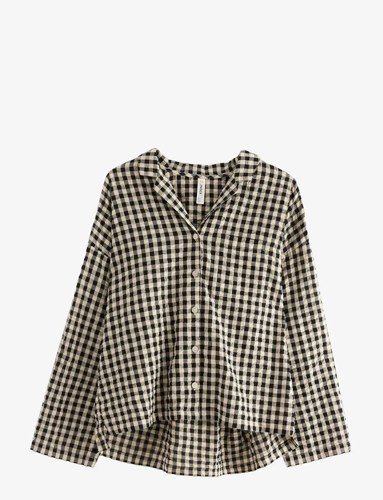 Lindex - Pyjama shirt in seersucker - overdele - black - 1