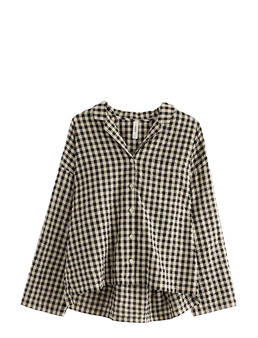 Lindex - Pyjama shirt in seersucker - topid - black - 1