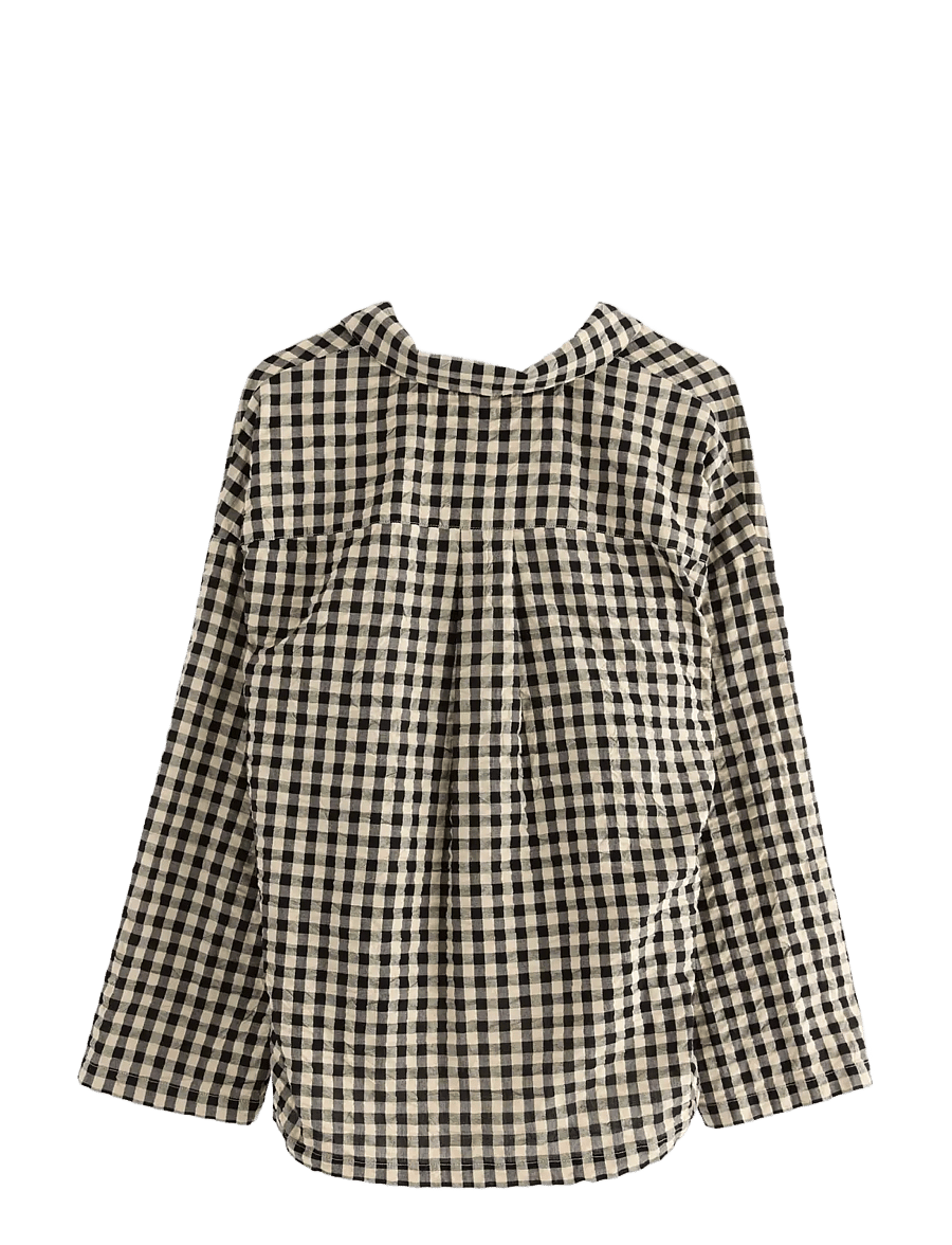 Lindex - Pyjama shirt in seersucker - topid - black - 2