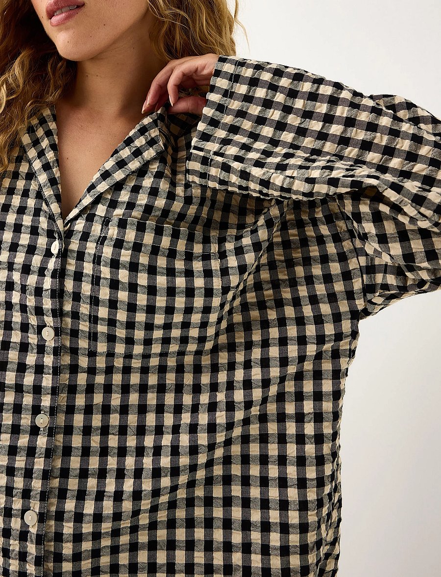 Lindex - Pyjama shirt in seersucker - topid - black - 4