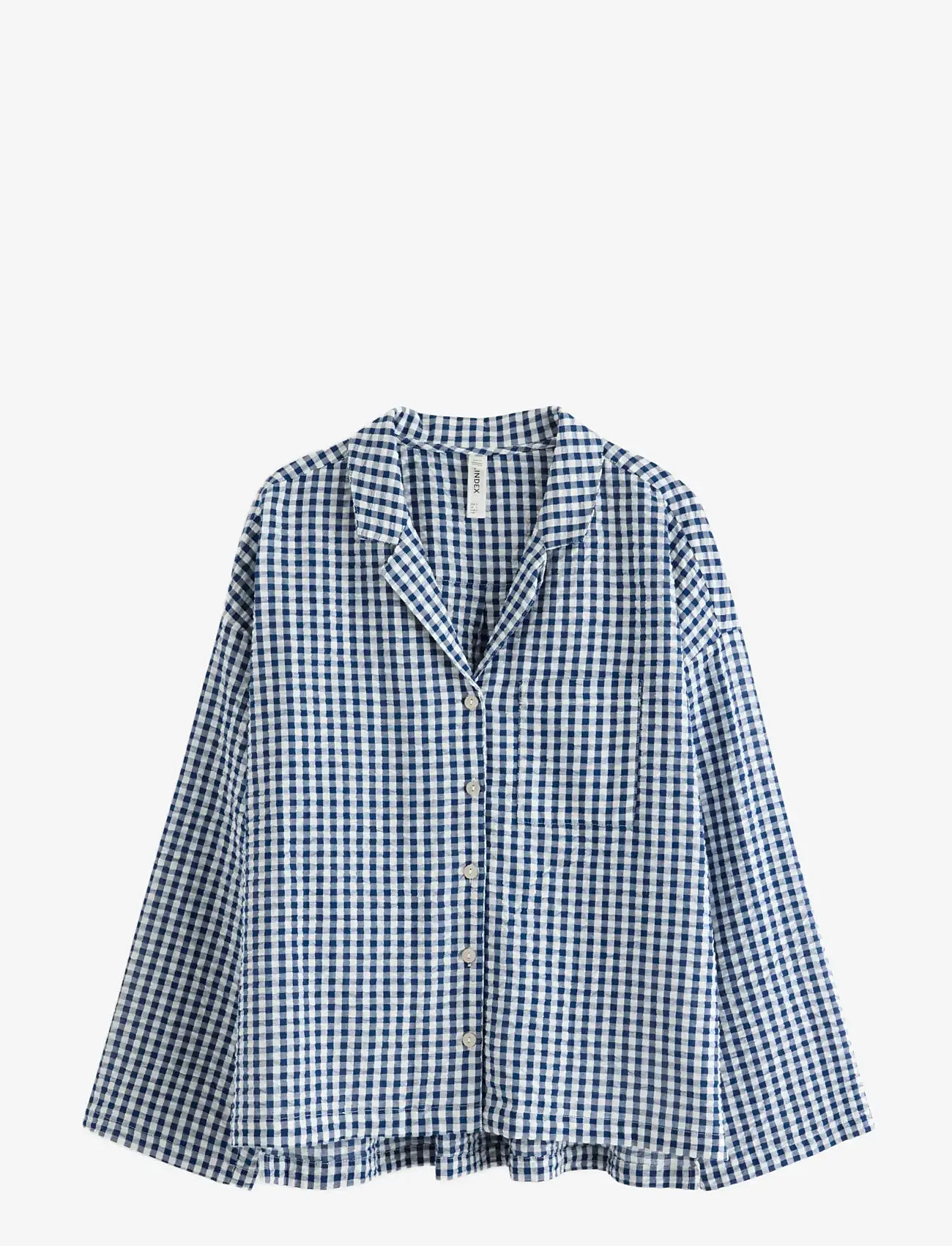 Lindex - Pyjama shirt seersucker - pyjamas - dark blue - 1