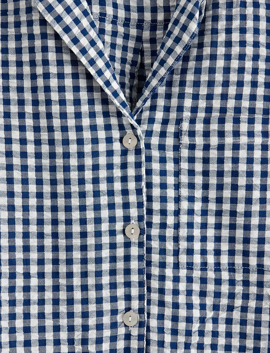 Lindex - Pyjama shirt in seersucker - tops - dark blue - 5