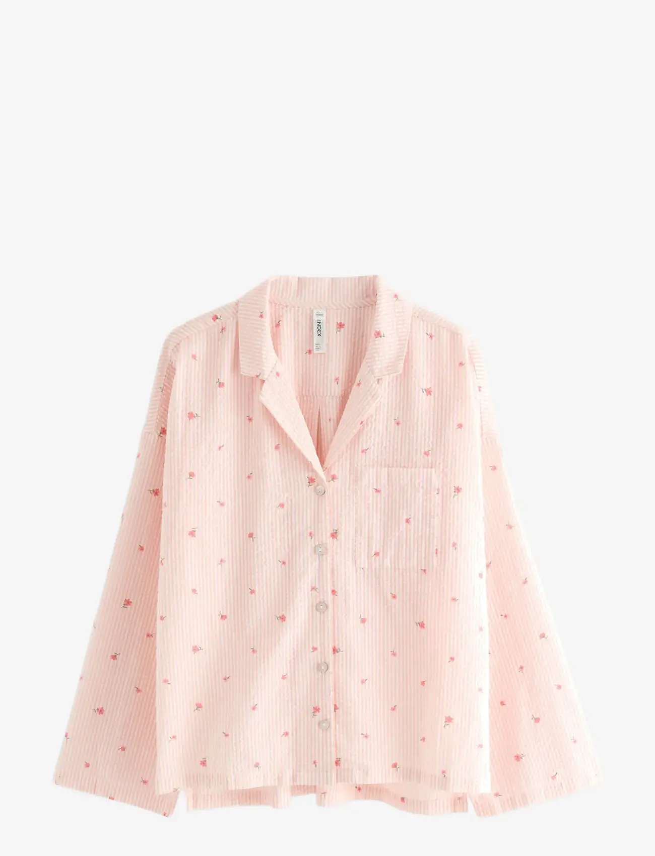 Lindex - Pyjama shirt in seersucker - overdele - light coral - 1