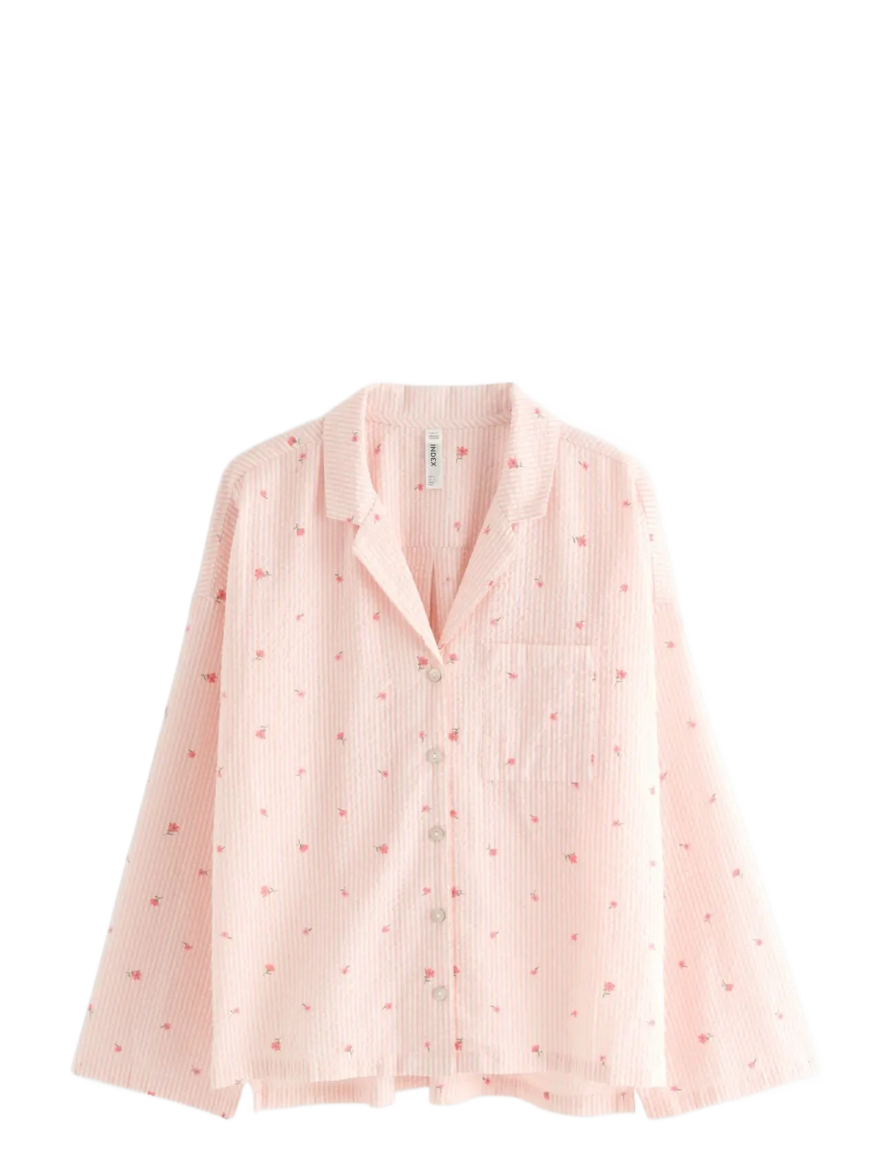 Lindex Pyjama shirt in seersucker - Unterwäsche - LIGHT CORAL / pink/rose