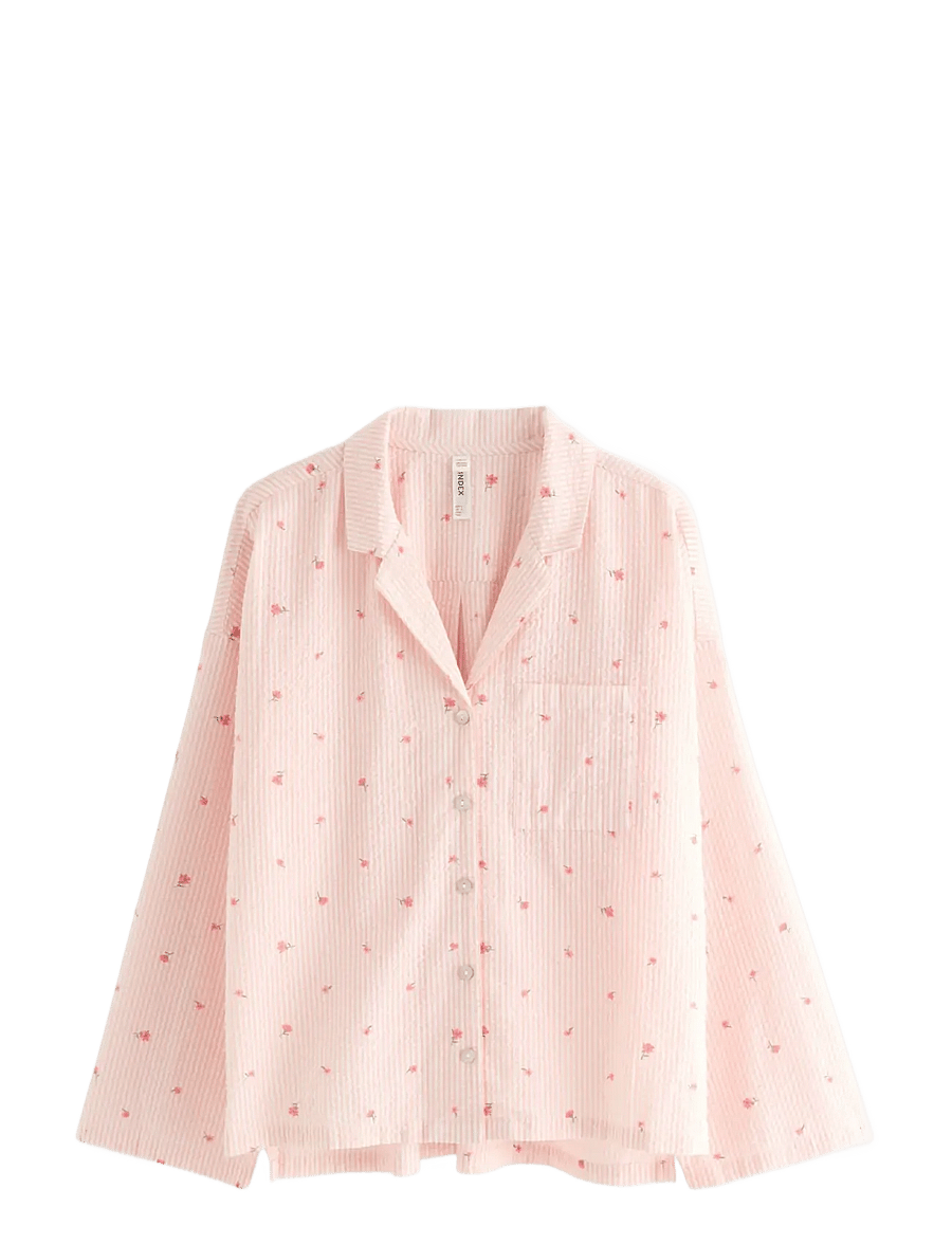 Lindex - Pyjama shirt in seersucker - Överdelar - light coral - 1