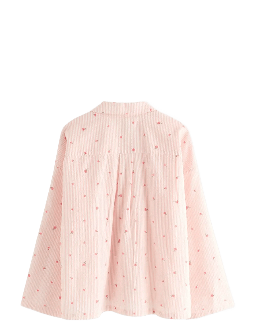 Lindex - Pyjama shirt in seersucker - Överdelar - light coral - 2