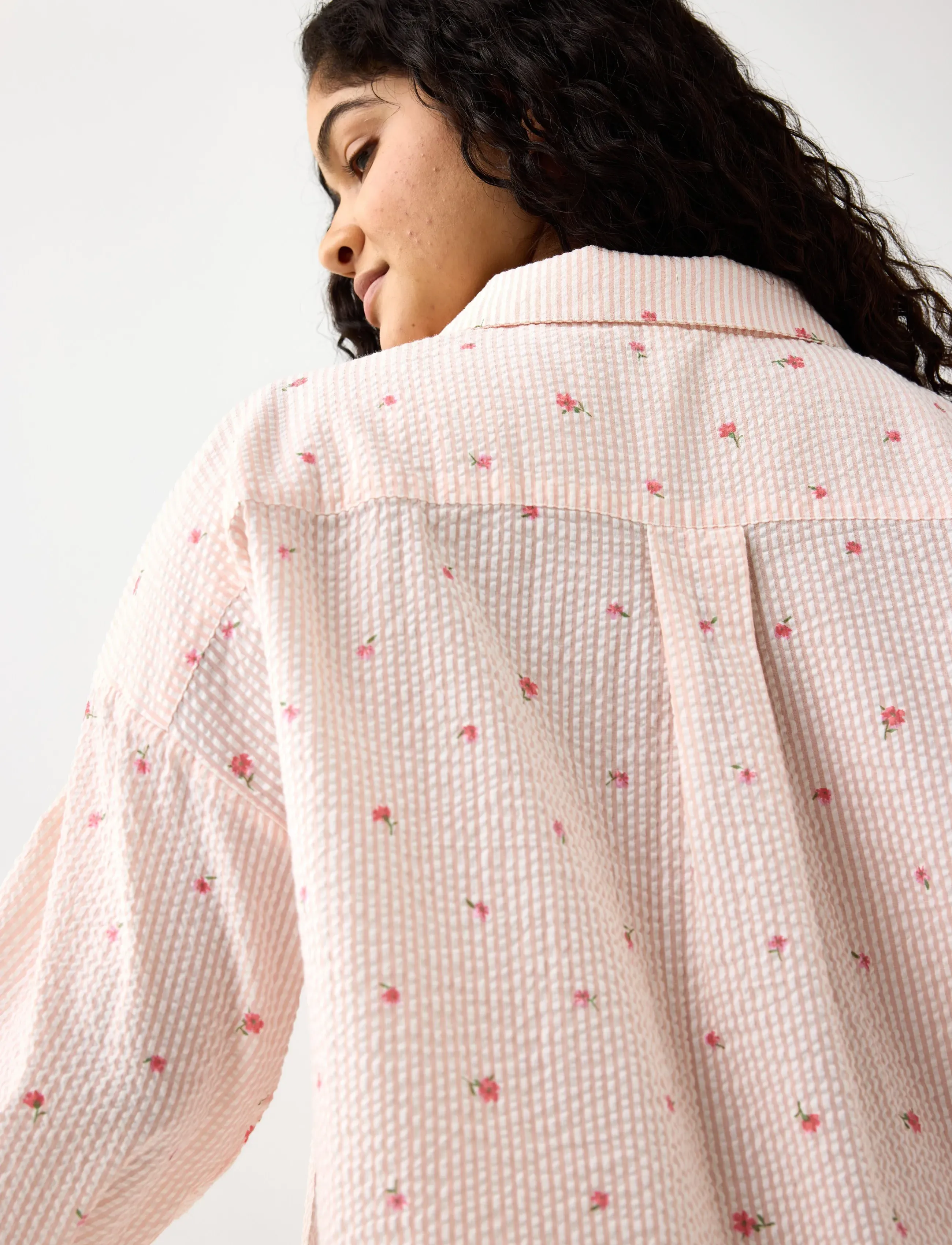 Lindex - Pyjama shirt in seersucker - yläosat - light coral - 4
