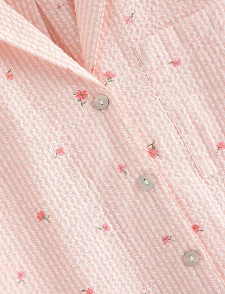Lindex - Pyjama shirt in seersucker - Överdelar - light coral - 5