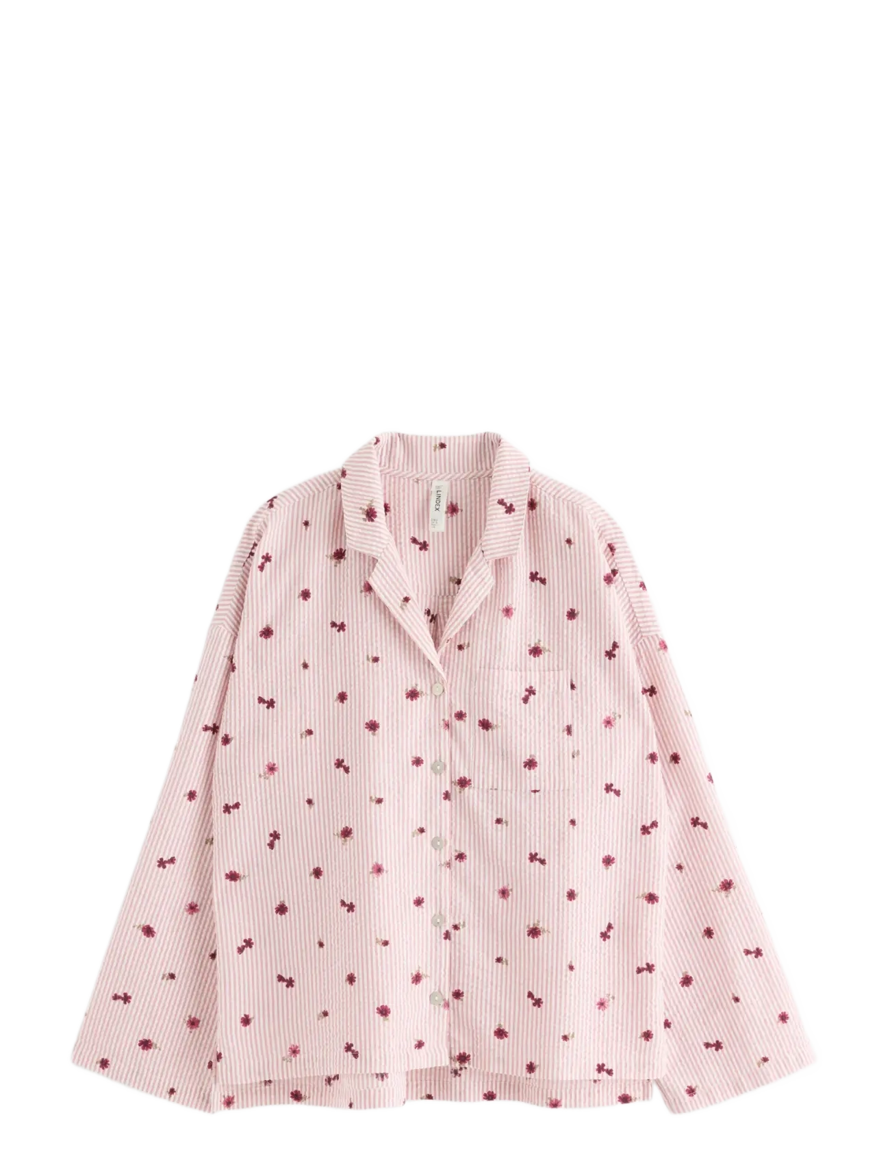 Lindex Pyjama shirt in seersucker - Tops - LIGHT DUSTY PINK / pink/rose