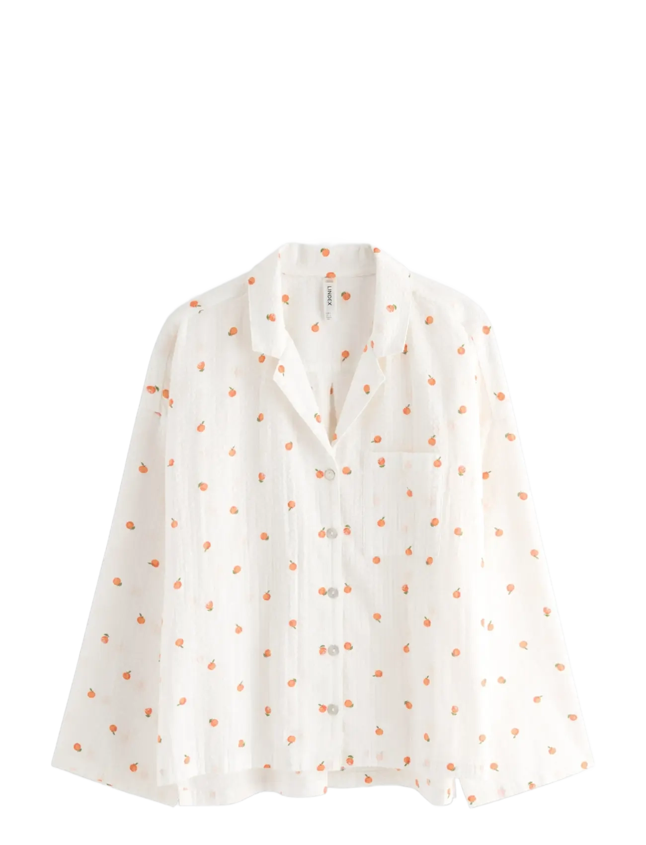 Lindex Pyjama shirt in seersucker - Nattøj & Loungewear - LIGHT ORANGE / white