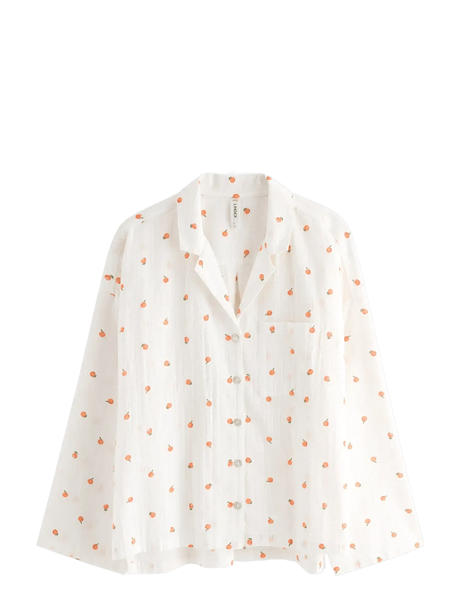 Lindex - Pyjama shirt in seersucker - overdele - light orange - 0