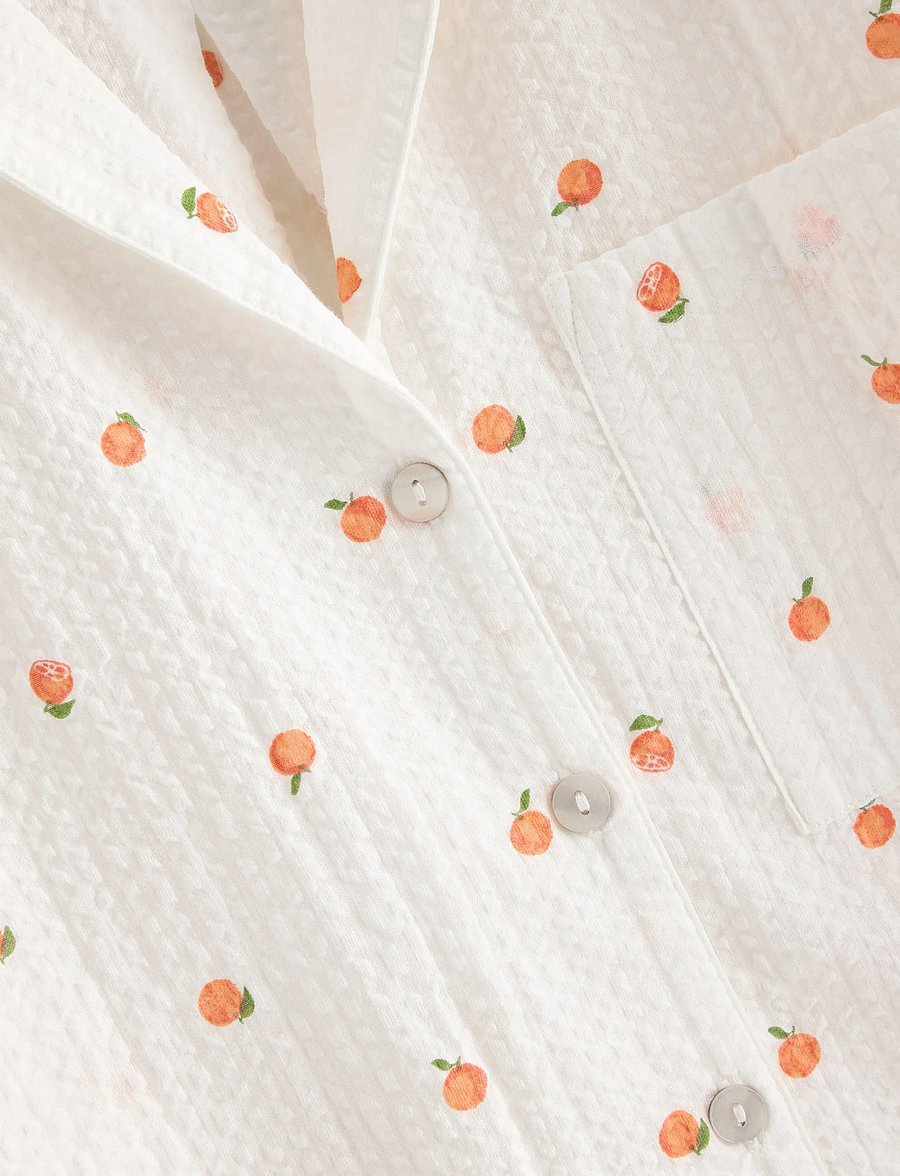 Lindex - Pyjama shirt in seersucker - overdele - light orange - 2