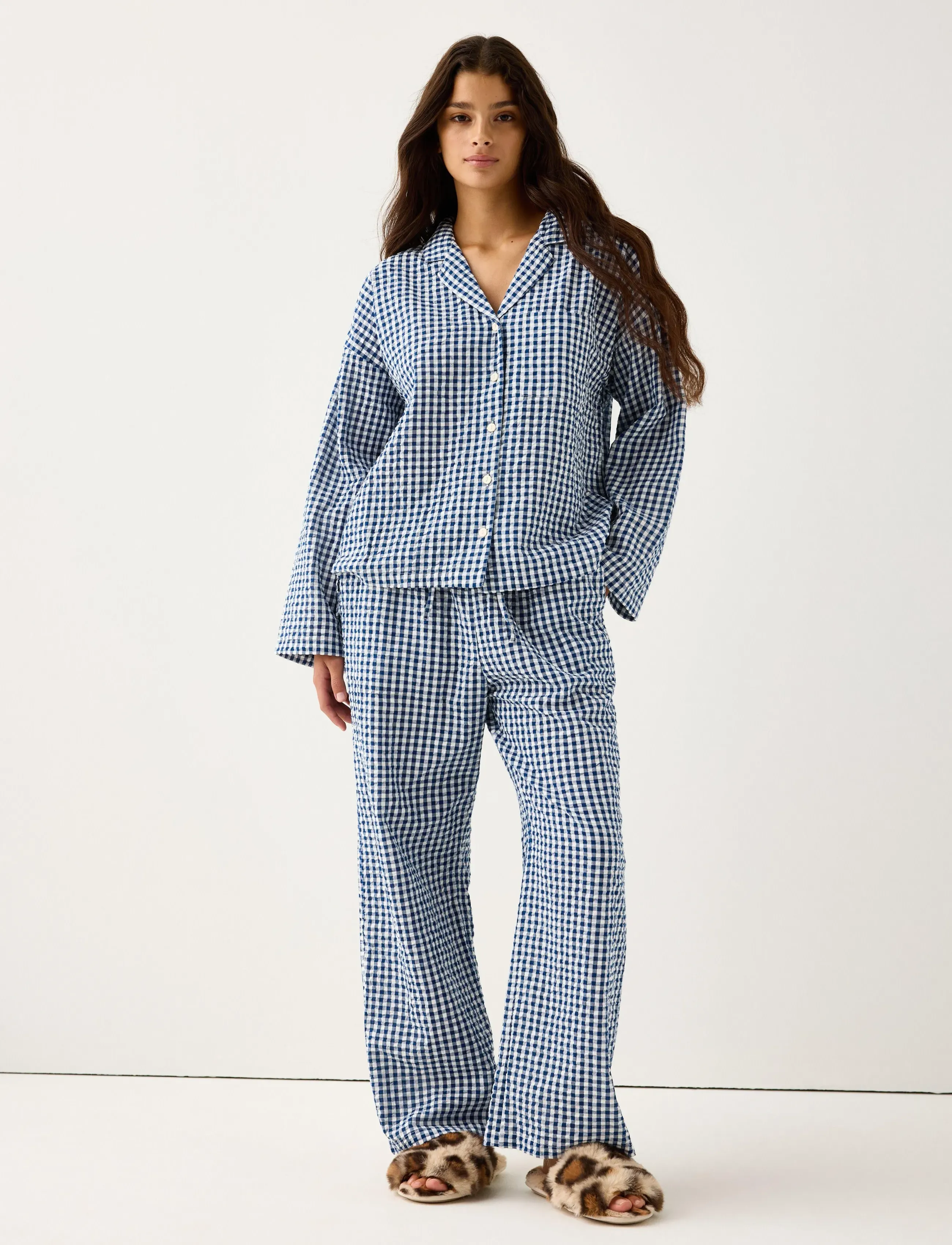 Lindex Trousers pyjama seersucker - Nattøj & Loungewear - DARK BLUE / blue
