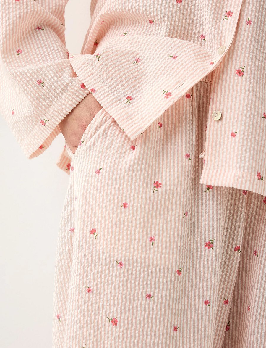 Lindex - Trousers pyjama seersucker - pyjamahosen - light coral - 4