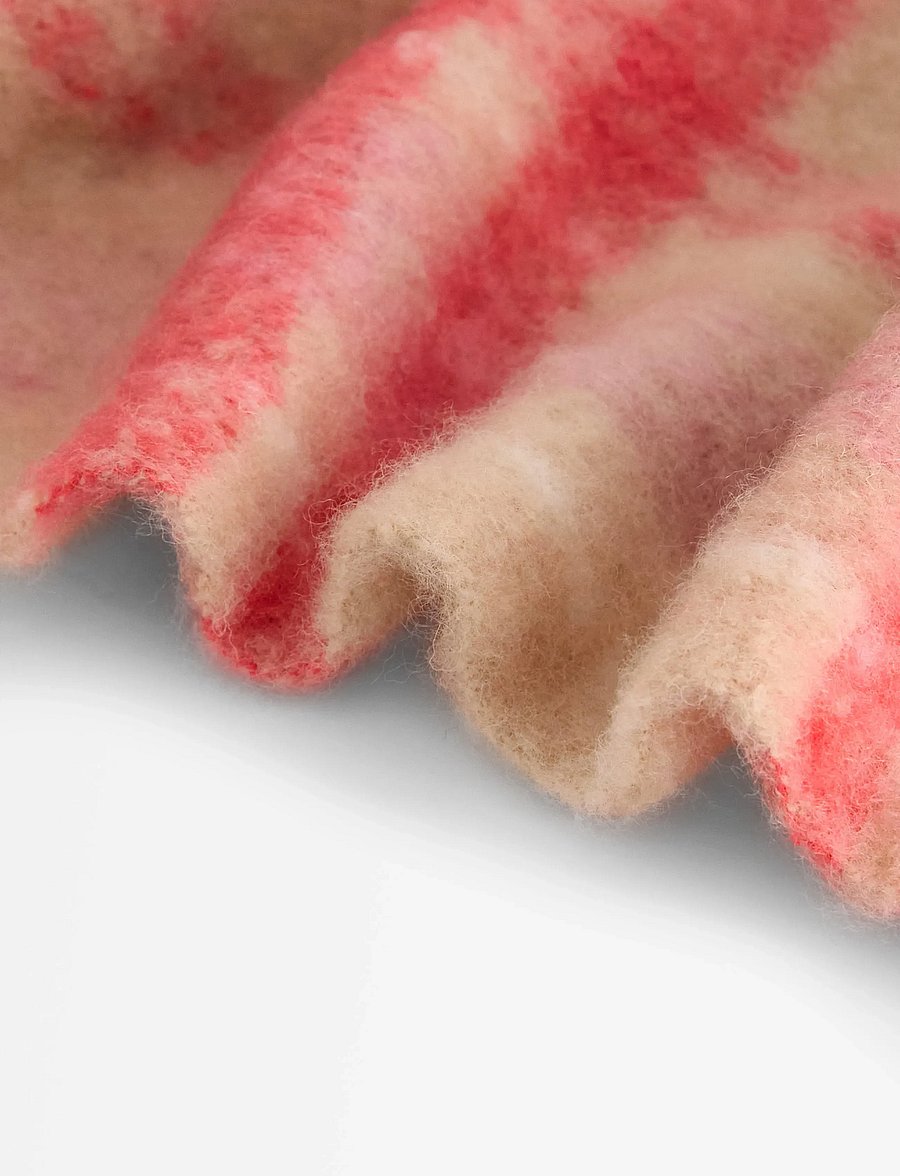 Lindex - Scarf big fringe check wool Ve - halsdukar - dusty pink - 1