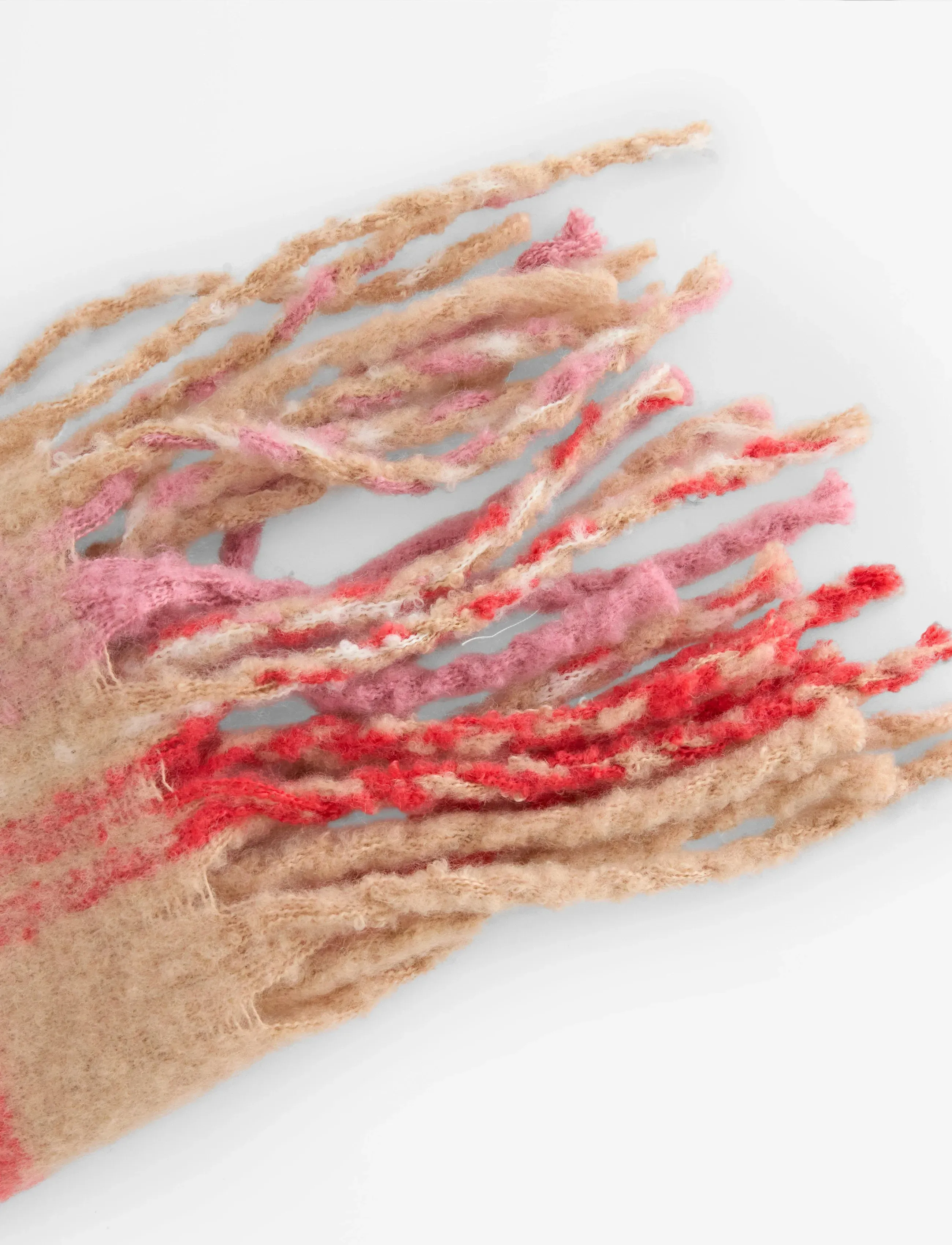 Lindex - Scarf big fringe check wool Ve - winter scarves - dusty pink - 2