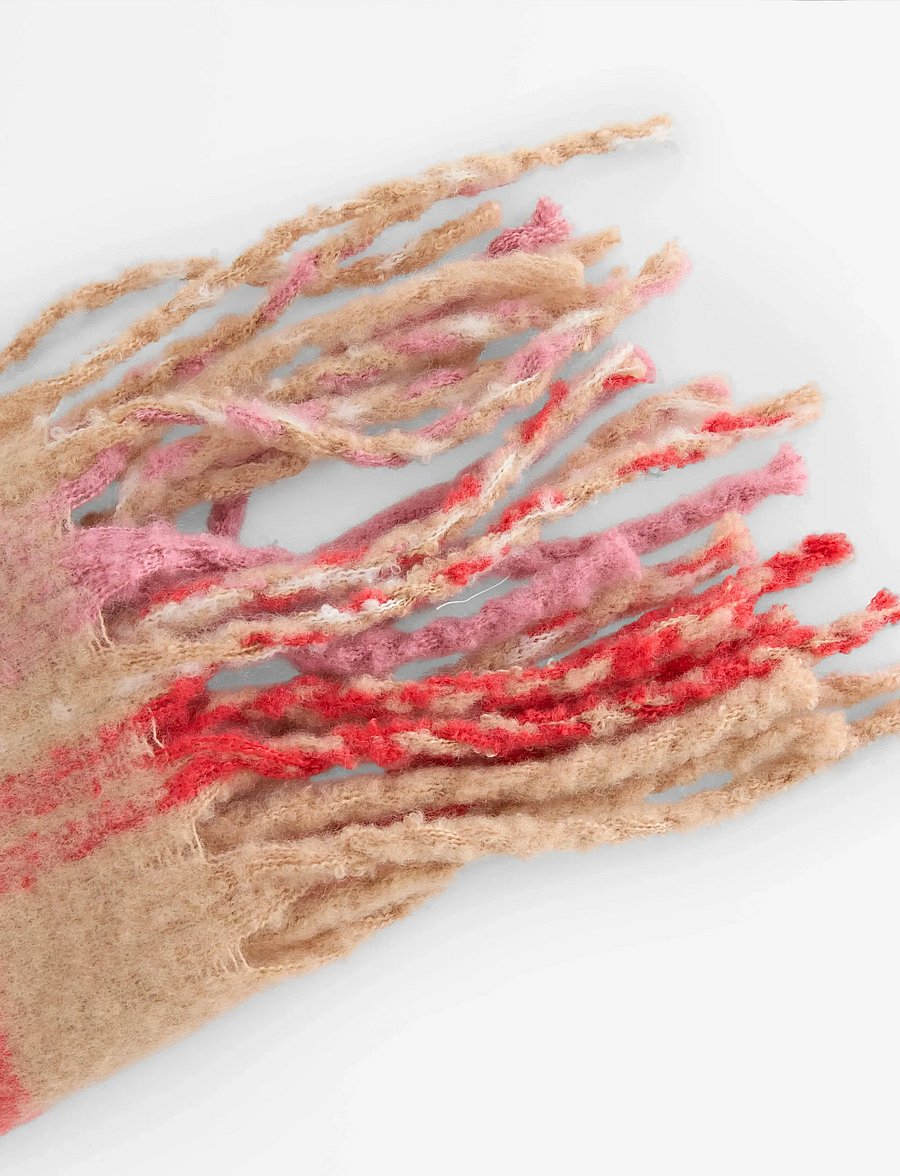 Lindex - Scarf big fringe check wool Ve - halsdukar - dusty pink - 2