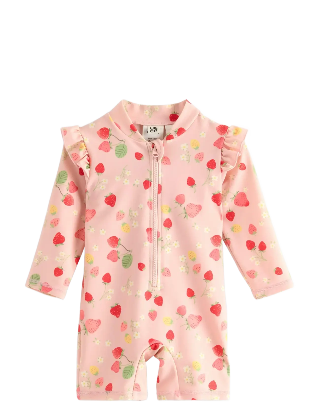 Lindex Sunprotection suit w frill - Swimwear - LIGHT DUSTY PINK / pink/rose