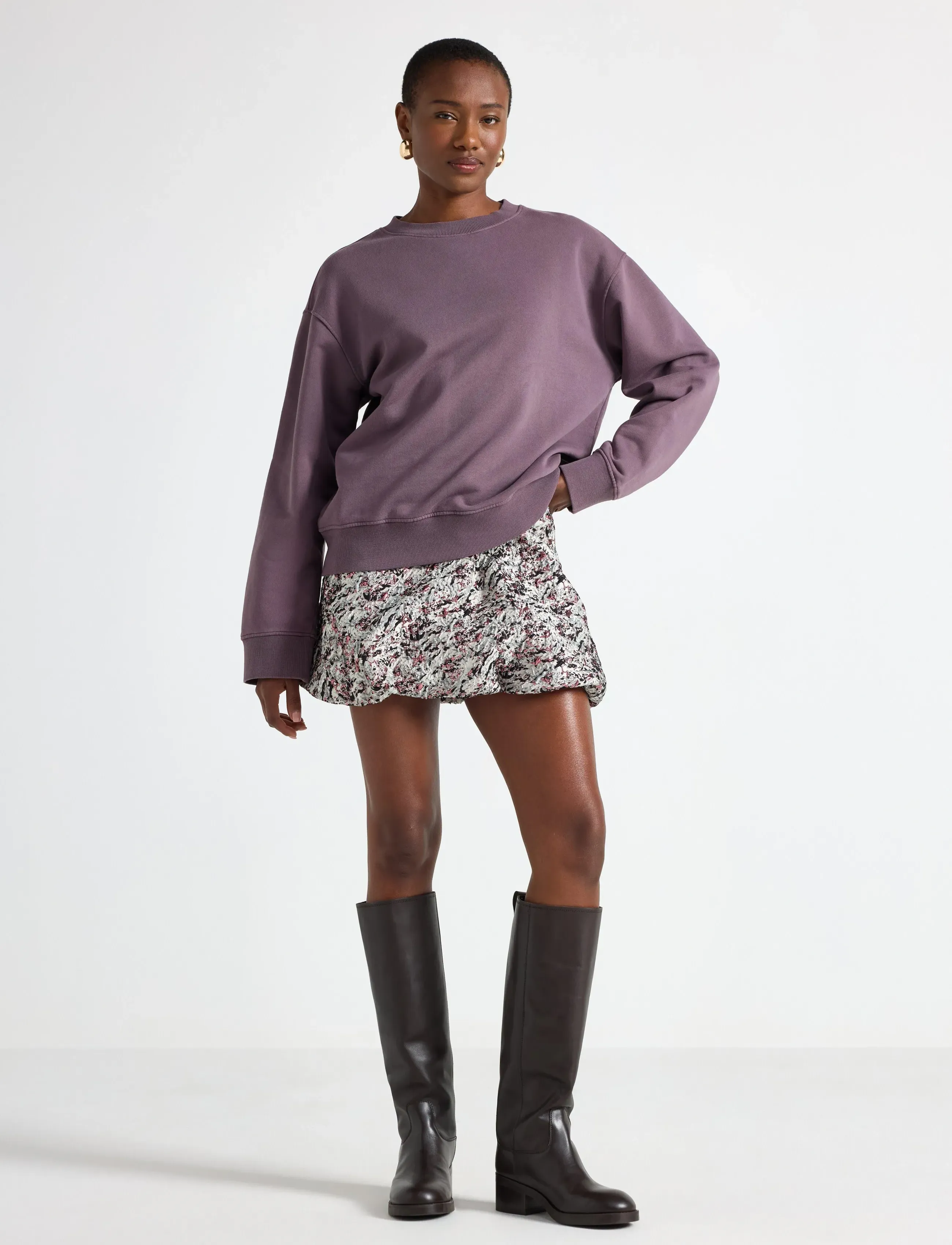 Lindex Skirt Lana, Kvinder, Mønstret Mini Nederdel, Grå, Str: 38