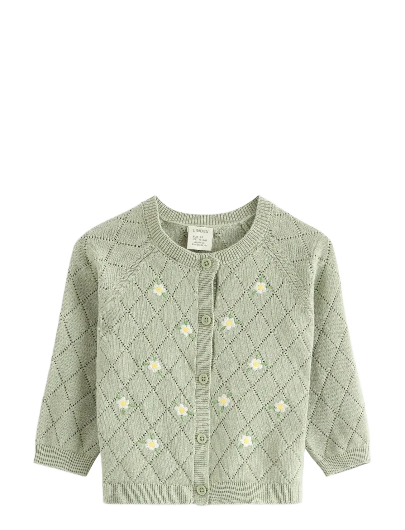 Lindex Cardigan Embroidery, 74, Knitwear, Grün - Cardigans, Kinder
