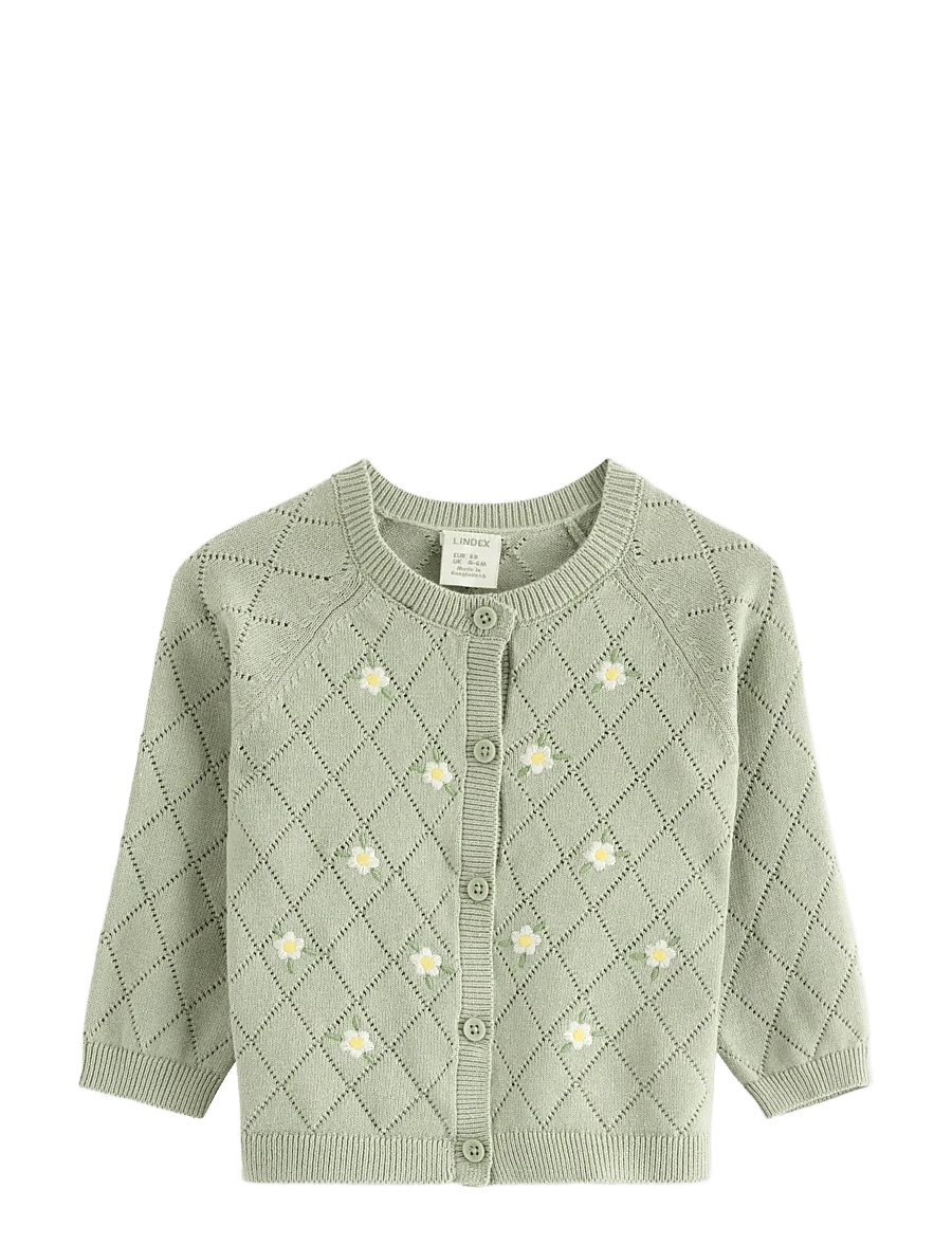 Lindex - Cardigan embroidery - cardigans - light dusty green - 0
