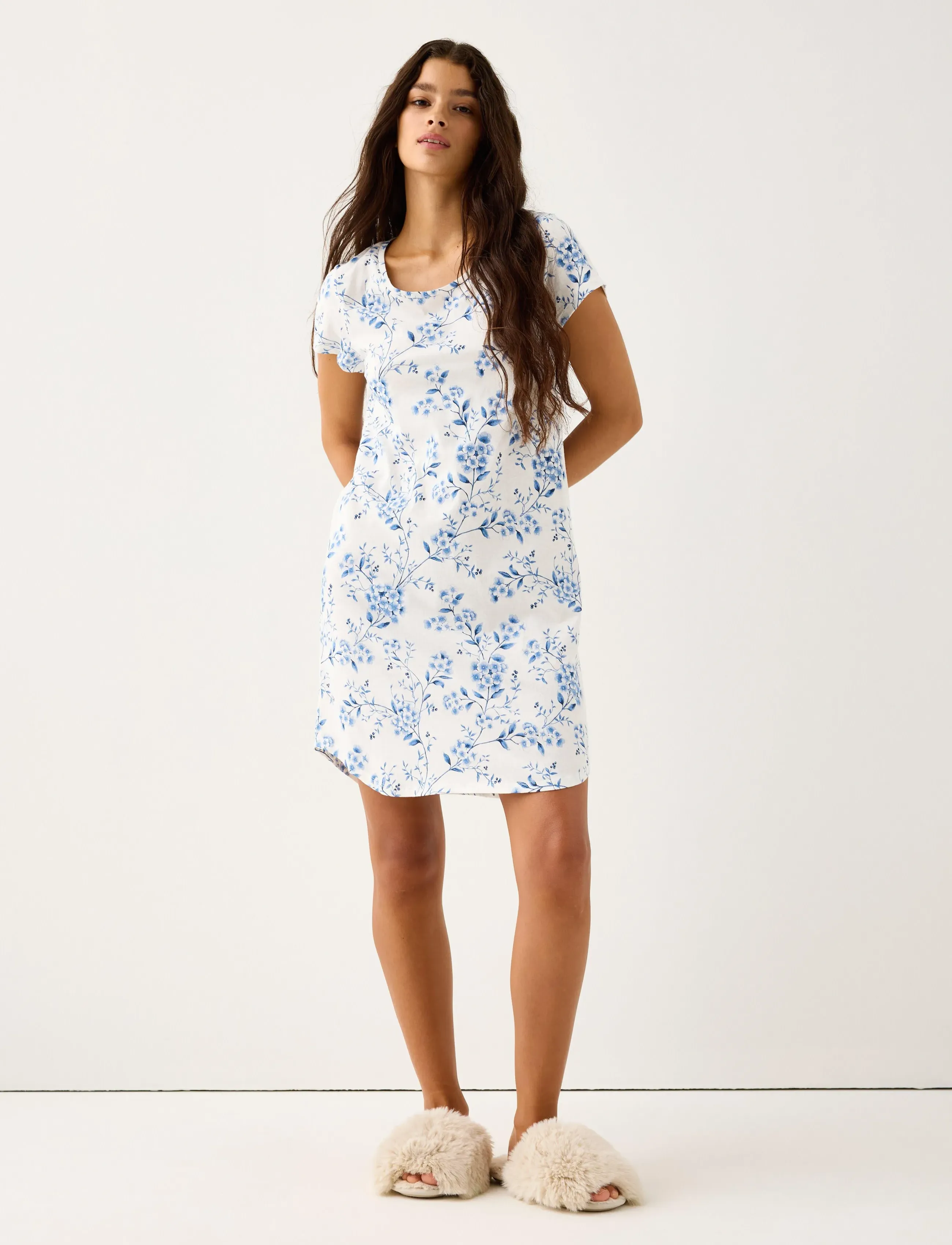 Lindex Nightdress aop - Kodu- ja ööriided - BLUE / white