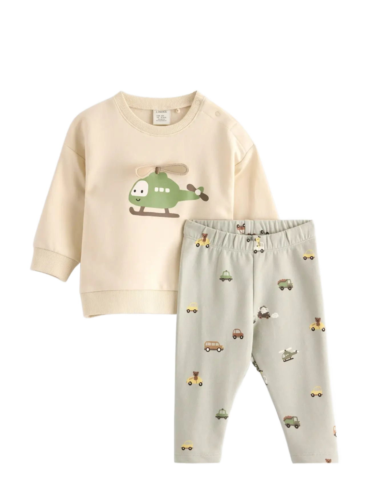 Lindex Set Sweater Leggings Vehicle - Sæt med langærmet T-shirt - LIGHT BEIGE / cream