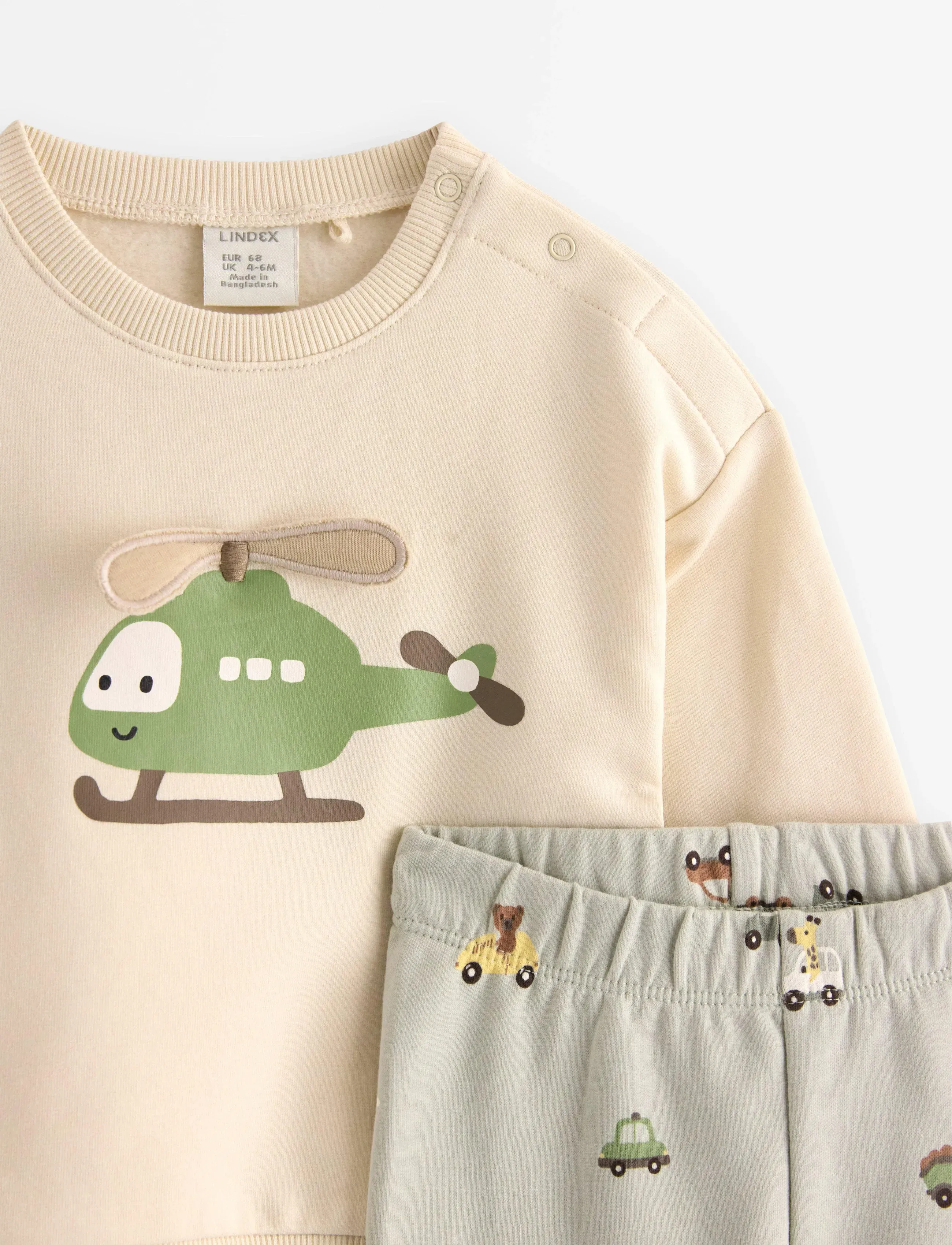 Lindex - Set Sweater Leggings Vehicle - sets mit langärmeligem t-shirt - light beige - 2