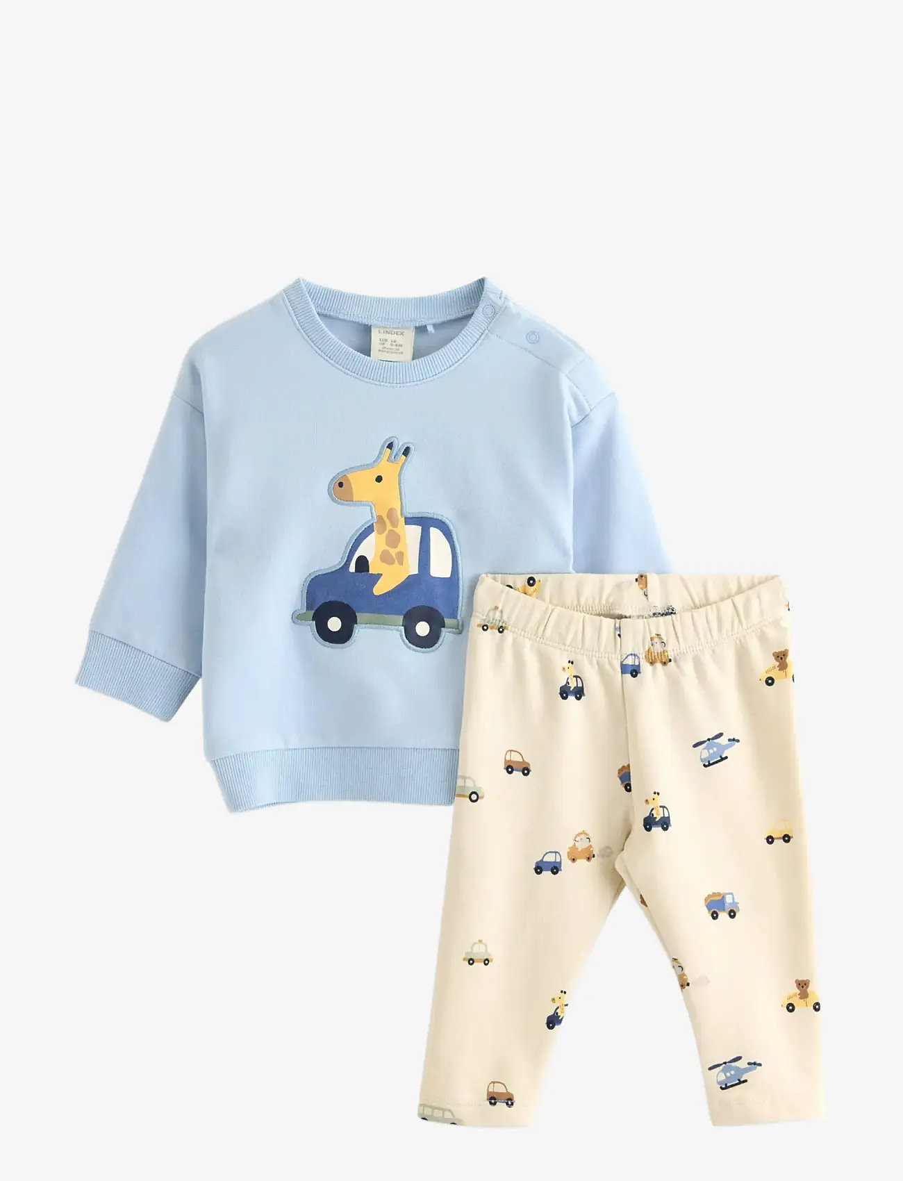 Lindex - Set Sweater Leggings Vehicle - sets mit langärmeligem t-shirt - light blue - 0
