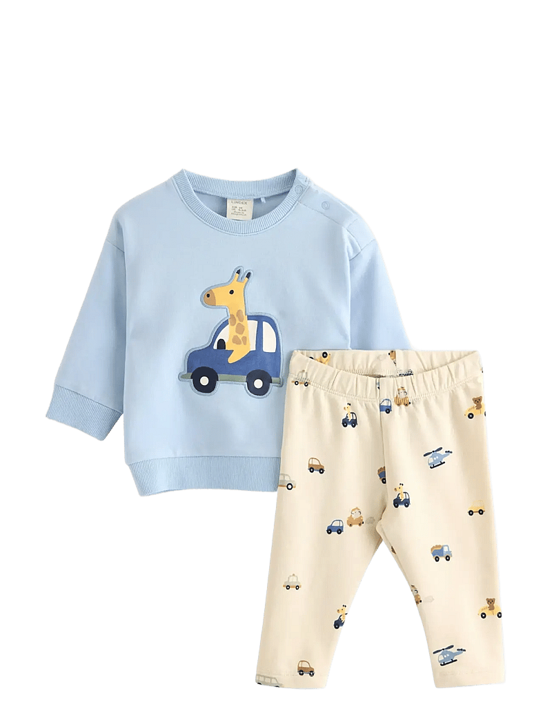 Lindex - Set Sweater Leggings Vehicle - sets mit langärmeligem t-shirt - light blue - 0
