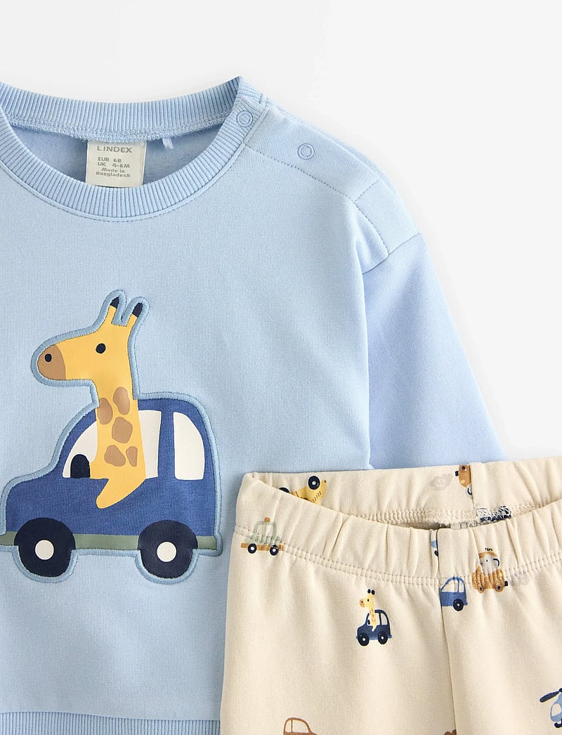 Lindex - Set Sweater Leggings Vehicle - sets mit langärmeligem t-shirt - light blue - 2