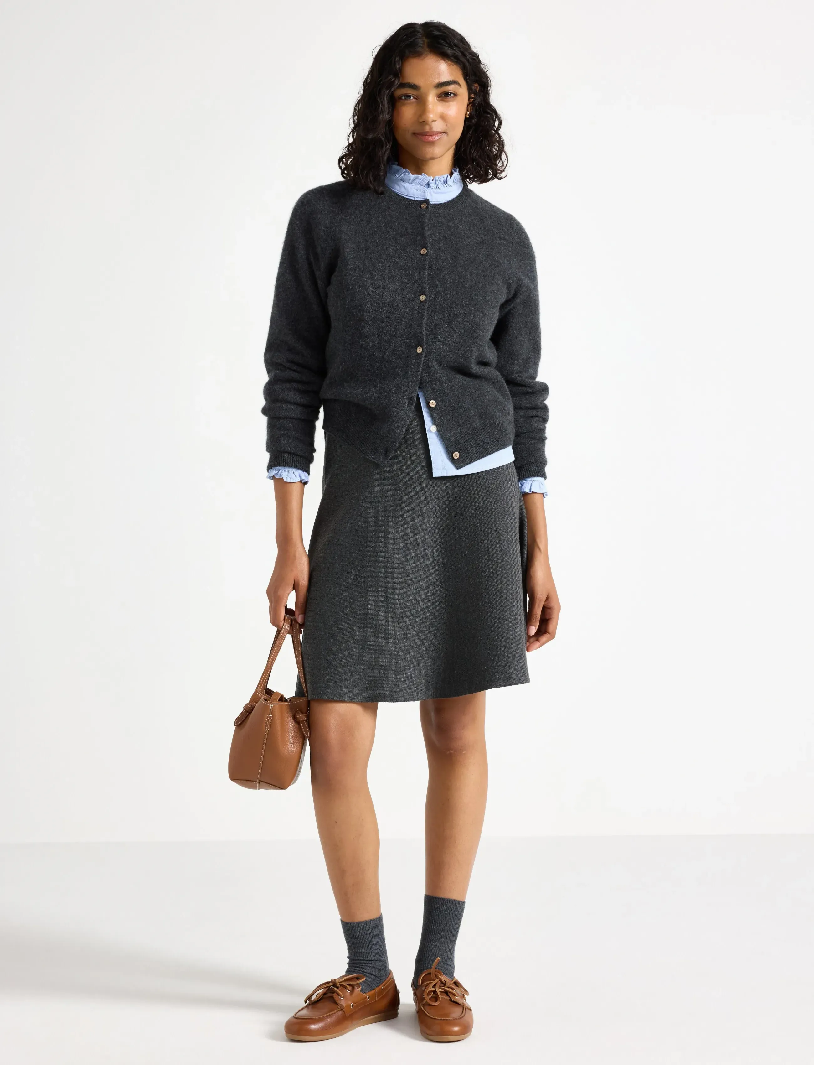 Lindex Skirt Dagmar melange - Kurze Röcke - DARK GREY MELANGE / grey