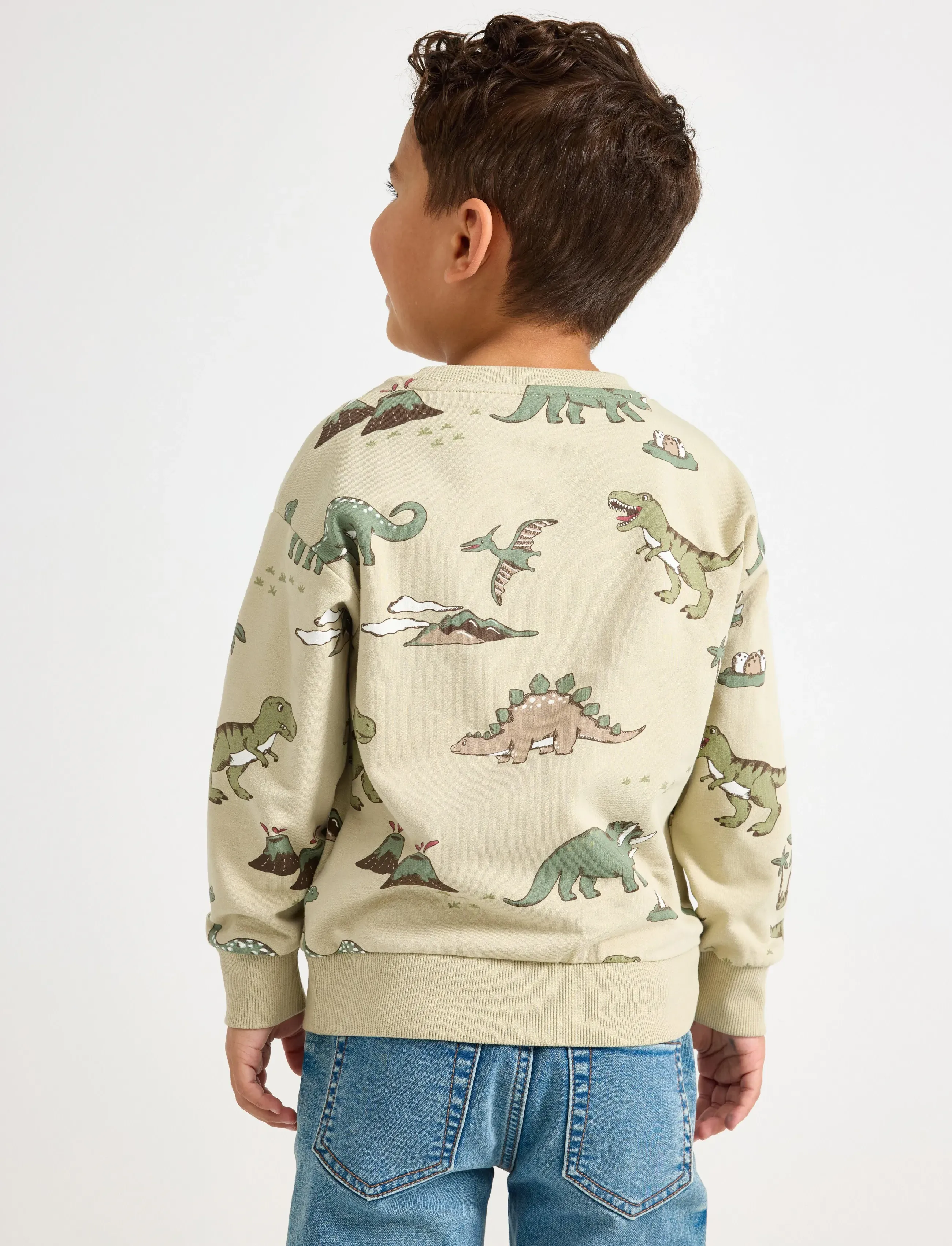 Lindex - Sweatshirt Dino AOP - sweatshirts - light dusty green - 3