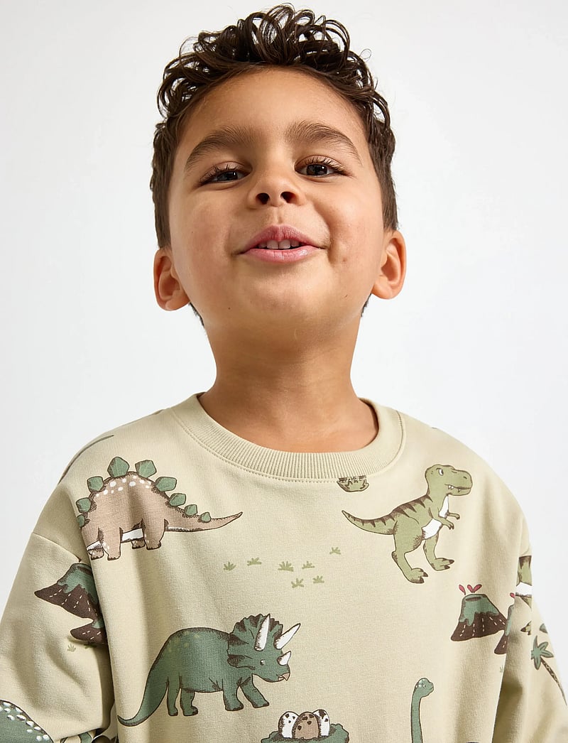 Lindex - Sweatshirt Dino AOP - sweatshirts - light dusty green - 4