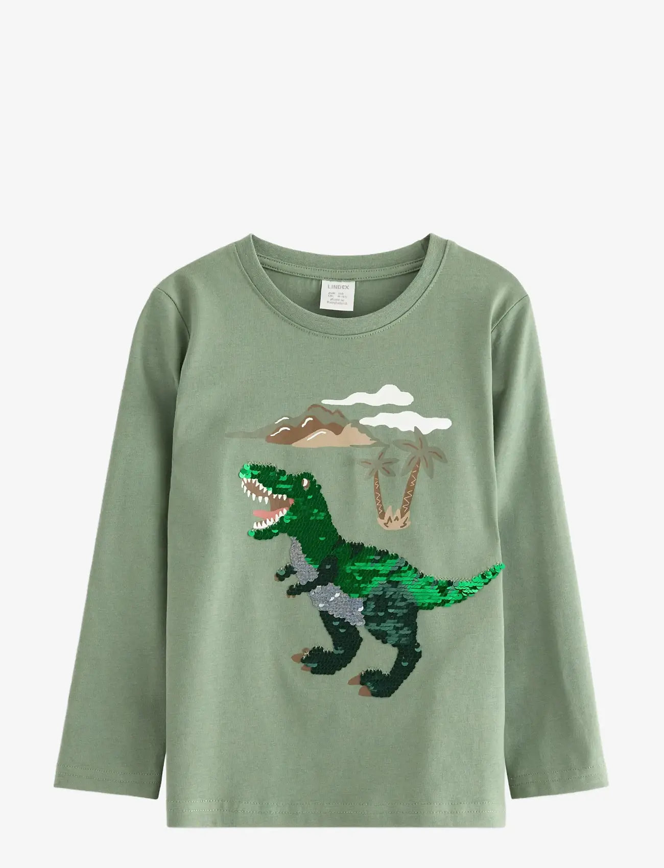 Lindex - Top LS Dino Flip Sequin - pikkade varrukatega t-särgid - light khaki - 1